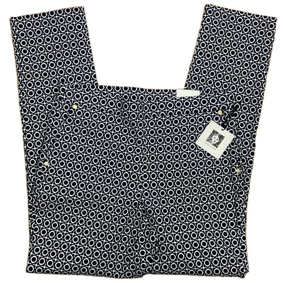 Anne Klein Pants - NWT Anne Klein Slim Ankle Pull-On Pant Navy & White Pattern Women's Size M